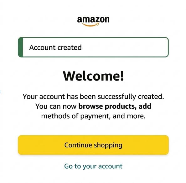 Schließen Sie die Einrichtung Ihres Amazon-Kontos ab.