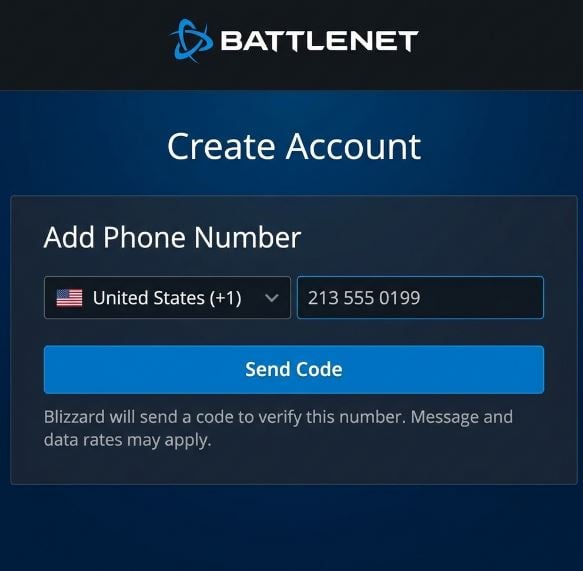 Enter the virtual number in Battle.net
