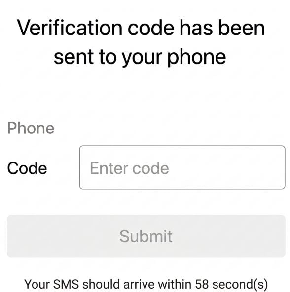 Recevez et entrez le code de vérification.