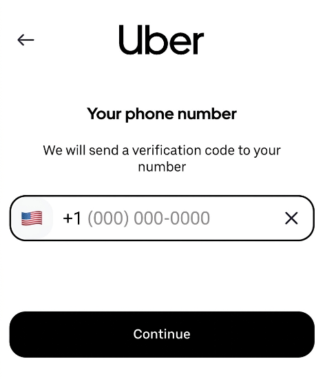 Geben Sie die Nummer in Uber ein