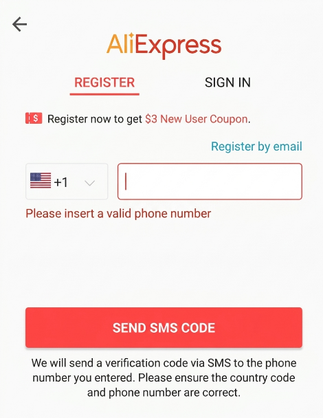 Ingrese el número en AliExpress