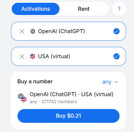 Get your virtual number on SMSFAST.