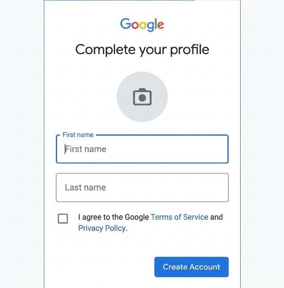 Conclua a configuração da sua conta do Google