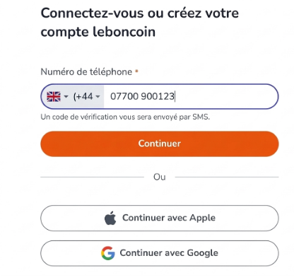 Ingrese el número en Leboncoin