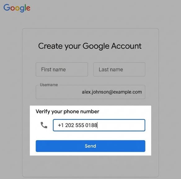 Digite o número virtual no Google
